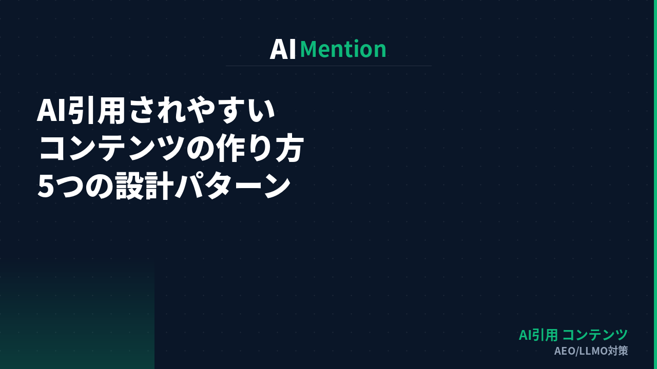 AI引用されやすいコンテンツの作り方｜5つの設計パターンと実践手順