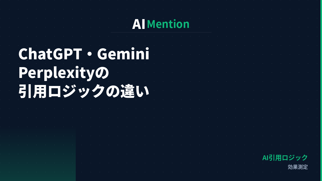 ChatGPT・Gemini・Perplexityの引用ロジックに違いはあるのか？計測データの読み方を解説