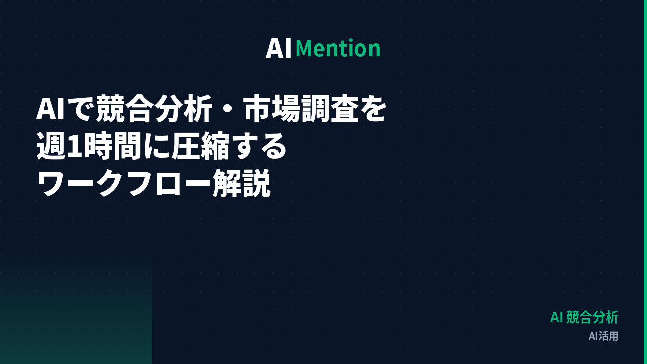 AIで競合分析・市場調査を週1時間に圧縮するワークフロー｜ChatGPT・Perplexityを使った実践手順