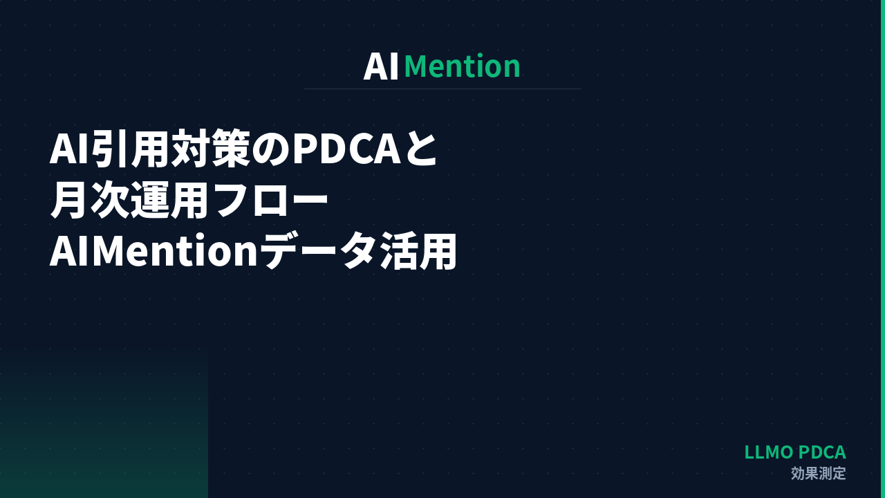 AI引用対策のPDCAと月次運用フロー｜AIMentionデータを使った改善サイクル